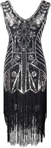 في عشرينيات القرن العشرين ، فستان Gatsby Gatsby Fingle Cocktail Paisley من ملابس النساء مع إكسسوارات أزياء الحفلات العشرين in Kuwait