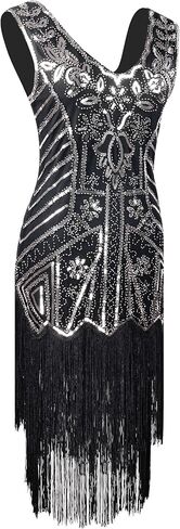 في عشرينيات القرن العشرين ، فستان Gatsby Gatsby Fingle Cocktail Paisley من ملابس النساء مع إكسسوارات أزياء الحفلات العشرين in Kuwait
