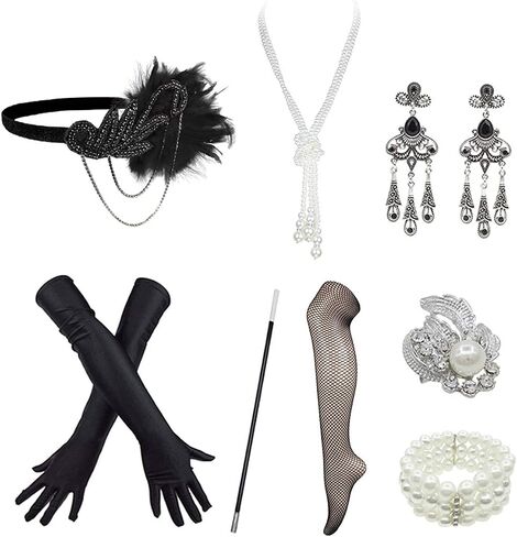 في عشرينيات القرن العشرين ، فستان Gatsby Gatsby Fingle Cocktail Paisley من ملابس النساء مع إكسسوارات أزياء الحفلات العشرين in Kuwait