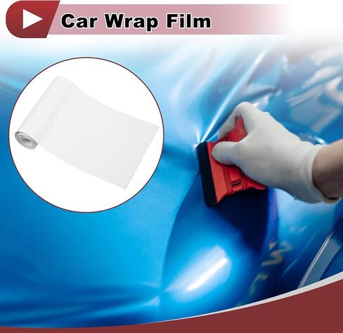 White Carbon Fiber Pattern Protective Car Wrap Film 0.3ft x 5ft Exterior Interior Vinyl Wrap Cover 5.5mil PVC 1 Pc Universal in Saudi Arabia
