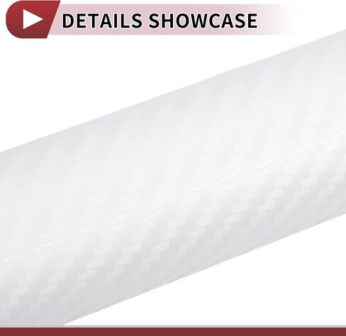 White Carbon Fiber Pattern Protective Car Wrap Film 0.3ft x 5ft Exterior Interior Vinyl Wrap Cover 5.5mil PVC 1 Pc Universal in Saudi Arabia
