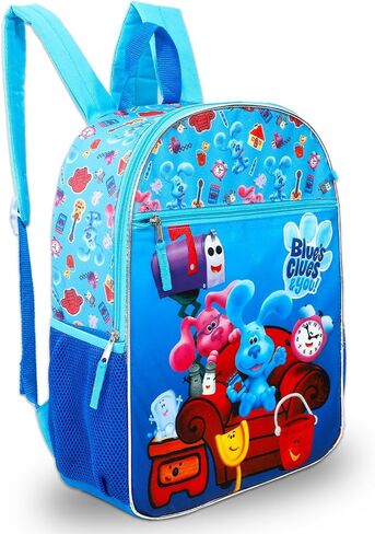 Blue's Clues School Backpack with Lunch Box for Kids - 5 Pc Bundle with 16" Backpack, Cinch Bag, Lunch Bag, Pencil Holder, Stickers, More | Blue's Clues School Bag Set in Saudi Arabia