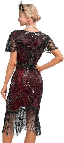 في عشرينيات القرن العشرين ، ترتر الزعنفة العتيقة شرابات Gatsby Gatsby Paisley Cocktail Dress in Kuwait