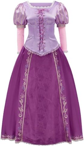Rapunzel Dress Princess Costume for Women Purple Lepe Cosplay Tops Skirt with Braided Wig Headbands for Halloween in Saudi Arabia
