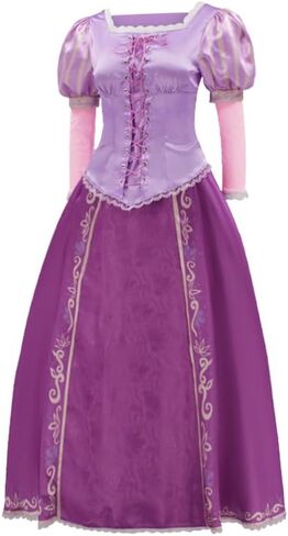 Rapunzel Dress Princess Costume for Women Purple Lepe Cosplay Tops Skirt with Braided Wig Headbands for Halloween in Saudi Arabia