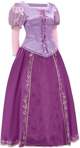 Rapunzel Dress Princess Costume for Women Purple Lepe Cosplay Tops Skirt with Braided Wig Headbands for Halloween in Saudi Arabia
