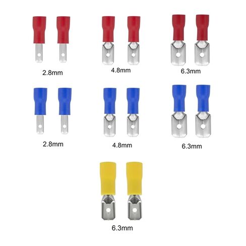 10 Pieces Spade Terminal 2.8mm 4.8mm 6.3mm Male and Female Spade Crimp Terminal Wire Butt Joint Connector Assortment (Color : 6.3mm Blue, Size : 10PCS) in Kuwait