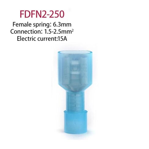 10 PCS FDFN1.25-250 FDFN2-250 FDFN5.5-250 Nylon Copper Female Insulated Spade Connector Cable Wire Connector 6.3mm Terminal (Color : Red FDFN1.25-250, Size : 10PCS) in Kuwait