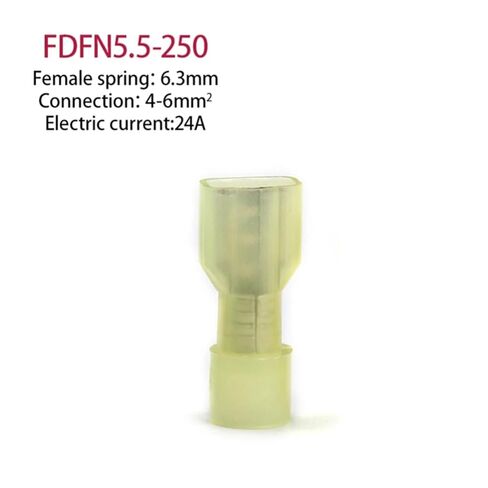 10 PCS FDFN1.25-250 FDFN2-250 FDFN5.5-250 Nylon Copper Female Insulated Spade Connector Cable Wire Connector 6.3mm Terminal (Color : Red FDFN1.25-250, Size : 10PCS) in Kuwait