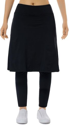 Women Fleece Skirts with Leggings,Knee Length Skirts Leggings Thermal&Winter Skirted Capris Skorts Zipper Pockets in Saudi Arabia