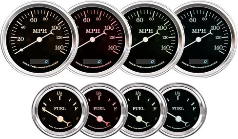6 Gauge Cluster Kit 0-90 Ohm Vintage Electrical Black Dial 4 Color 140 MPH GPS Speedometer 8000 PRM Tachometer Signal Filter Volt Fuel Level Water Temp Oil Pressure Car Automotive Gauge Set in Kuwait