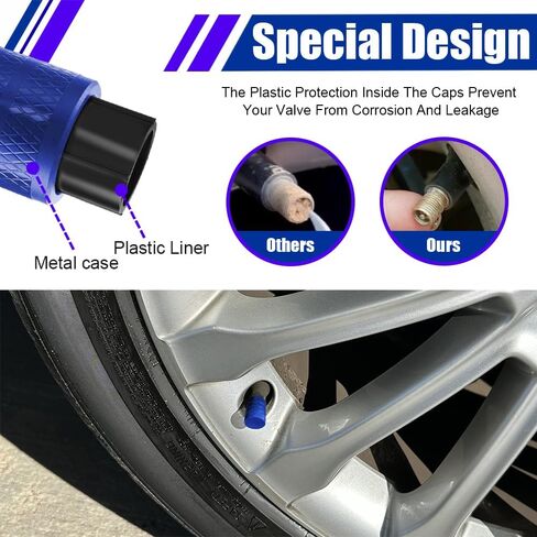 4PCS Tire Valve Stem Caps, Car Tire Caps, Tire Air Cap Metal with Plastic Liner Corrosion Resistant Leak Proof, Universal Stem Covers Exterior Accessories for Trucks Motorcycles Bikes (Purple) in Saudi Arabia