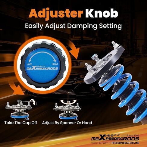 maXpeedingrods Coilover for Toyota Camry Hybrid/L/LE/XLE 2018-2022, 24 Levels Damper Adjustable Coil-overs Suspension Kit Strut, Height Adjustable Shock Absorber Struts, T6 Upgraded Lowering Kits Blue in Saudi Arabia