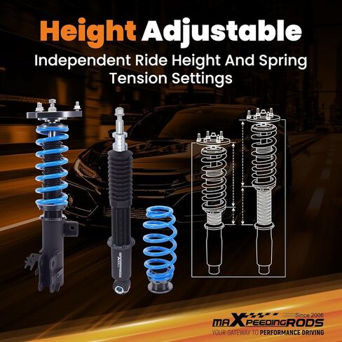 maXpeedingrods Coilover for Toyota Camry Hybrid/L/LE/XLE 2018-2022, 24 Levels Damper Adjustable Coil-overs Suspension Kit Strut, Height Adjustable Shock Absorber Struts, T6 Upgraded Lowering Kits Blue in Saudi Arabia