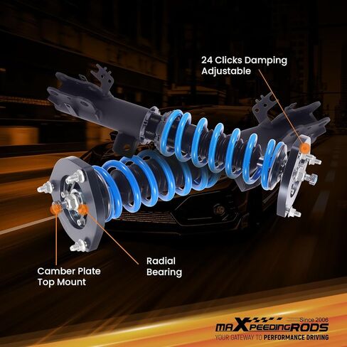 maXpeedingrods Coilover for Toyota Camry Hybrid/L/LE/XLE 2018-2022, 24 Levels Damper Adjustable Coil-overs Suspension Kit Strut, Height Adjustable Shock Absorber Struts, T6 Upgraded Lowering Kits Blue in Saudi Arabia