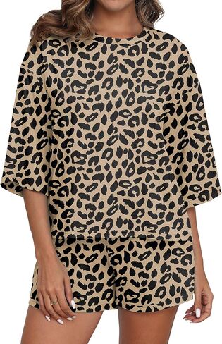 PrinStory Womens Pajama Sets Short Sleeve Pajamas Set for Women 2 Piece Soft Pjs with Pockets in Saudi Arabia