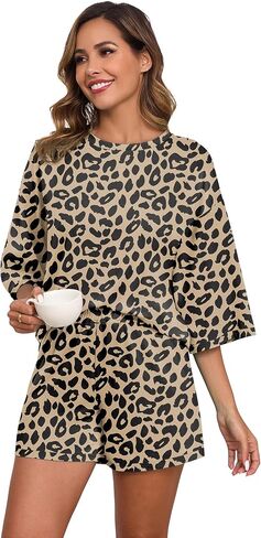 PrinStory Womens Pajama Sets Short Sleeve Pajamas Set for Women 2 Piece Soft Pjs with Pockets in Saudi Arabia