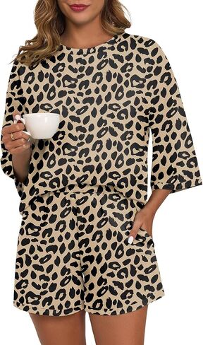 PrinStory Womens Pajama Sets Short Sleeve Pajamas Set for Women 2 Piece Soft Pjs with Pockets in Saudi Arabia