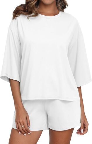 PrinStory Womens Pajama Sets Short Sleeve Pajamas Set for Women 2 Piece Soft Pjs with Pockets in Saudi Arabia