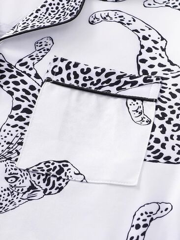 Women's 2 Piece Pajama Sets Print Long Sleeve Button Down Shirt and Pants Sleepwear Sets in Kuwait