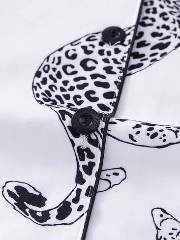 Women's 2 Piece Pajama Sets Print Long Sleeve Button Down Shirt and Pants Sleepwear Sets in Kuwait