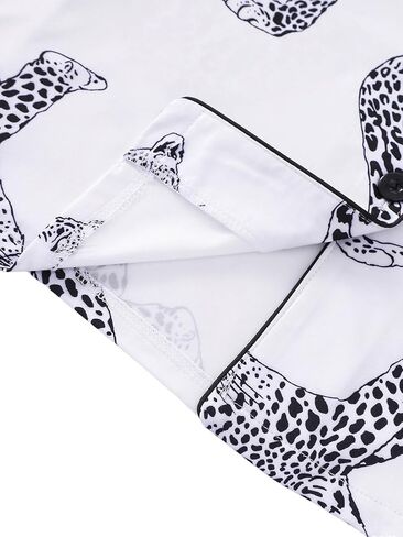 Women's 2 Piece Pajama Sets Print Long Sleeve Button Down Shirt and Pants Sleepwear Sets in Kuwait