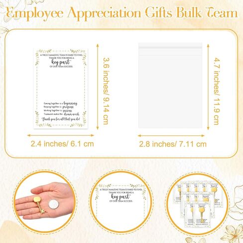 Ecally Employee Appreciation Gifts Bulk Gold Key Shaped Lapel Pin with Thank You Cards Self-Adhesive Bags Team Inspirational Gifts for Employee Staff Coworker Teachers Volunteers in Saudi Arabia
