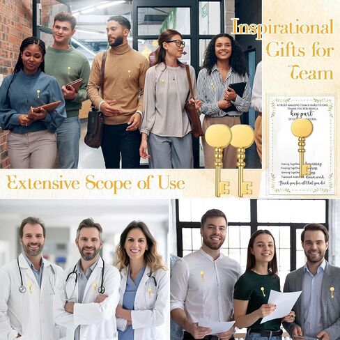 Ecally Employee Appreciation Gifts Bulk Gold Key Shaped Lapel Pin with Thank You Cards Self-Adhesive Bags Team Inspirational Gifts for Employee Staff Coworker Teachers Volunteers in Saudi Arabia