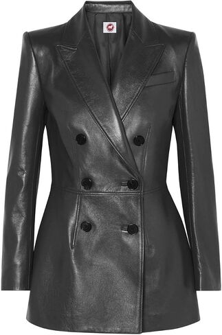 Rugged Coat Blazer Tan, Red and Black Double Breast Real Leather Jacket for Women in Saudi Arabia