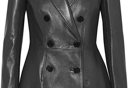 Rugged Coat Blazer Tan, Red and Black Double Breast Real Leather Jacket for Women in Saudi Arabia