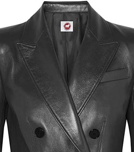 Rugged Coat Blazer Tan, Red and Black Double Breast Real Leather Jacket for Women in Saudi Arabia