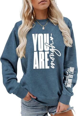 You Are Enough Sweatshirt Mental Health Long Sleeve Shirts for Women Crewneck Pullover Inspirational Tops in Saudi Arabia