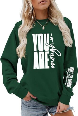 You Are Enough Sweatshirt Mental Health Long Sleeve Shirts for Women Crewneck Pullover Inspirational Tops in Saudi Arabia
