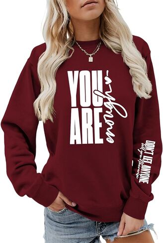 You Are Enough Sweatshirt Mental Health Long Sleeve Shirts for Women Crewneck Pullover Inspirational Tops in Saudi Arabia