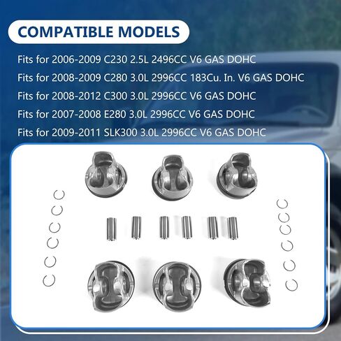 A2720304017 Engine Pistons Rings Set Fits for 2008-2012 C300 3.0L, Fits for 2009-2011 SLK300 3.0L, Replace OE A2720304017 A2720301018 in Saudi Arabia