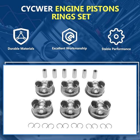 A2720304017 Engine Pistons Rings Set Fits for 2008-2012 C300 3.0L, Fits for 2009-2011 SLK300 3.0L, Replace OE A2720304017 A2720301018 in Saudi Arabia