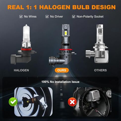 9005 Light Bulbs (2 Packs): Super Brightness 6500k White No Adapter Needed Plug & Play - 1:1 Mini Size 9005 LED Fog Bulb with Turbo Fan - IP68 Waterproof in Saudi Arabia