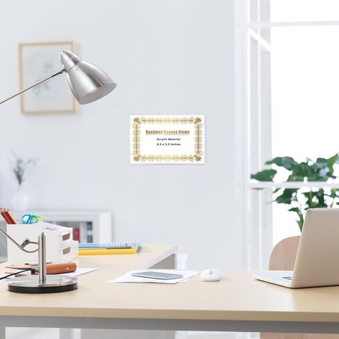Juxyes Clear Acrylic Business License Frant for Wall ، 5.5 × 8.5 بوصة ، إطار عرض شهادة الترخيص ، إطار مهني التثبيت على الحائط لوثيقة شهادة رخصة العمل ، بدون حفر in Kuwait