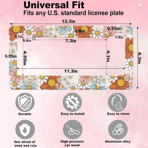 2PCS Mountain License Plate Frame for Women ، Natural Pine Forest Mountain Horizon Landscape Car Taged Tag Elts Girly ، حامل لوحة ترخيص نباتية زرقاء للسيارة مع علامة المفاتيح in Saudi Arabia
