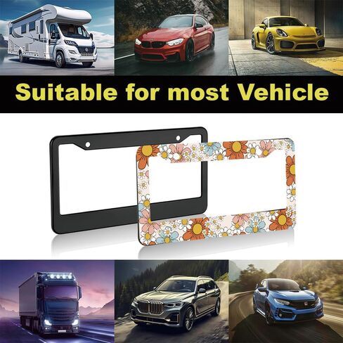 2PCS Mountain License Plate Frame for Women ، Natural Pine Forest Mountain Horizon Landscape Car Taged Tag Elts Girly ، حامل لوحة ترخيص نباتية زرقاء للسيارة مع علامة المفاتيح in Saudi Arabia