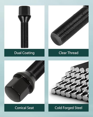 SCITOO 20PCS 14x1.25 Wheel Lug Nuts 14x1.25 Black Wheel Studs Lug Nut Fit for 540i xDrive,for 550i,for 550i GT,for 550i GT xDrive,for 550i xDrive,for 640i,for 640i Gran Coupe in Saudi Arabia