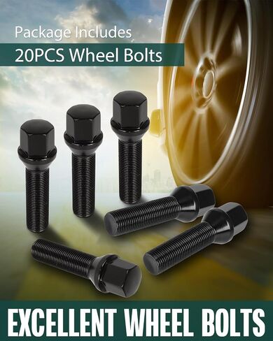 SCITOO 20PCS 14x1.25 Wheel Lug Nuts 14x1.25 Black Wheel Studs Lug Nut Fit for 540i xDrive,for 550i,for 550i GT,for 550i GT xDrive,for 550i xDrive,for 640i,for 640i Gran Coupe in Saudi Arabia