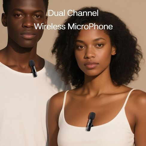 ميكروفون لاسلكي لأجهزة iPhone وiPad وAndroid وميكروفون Lavalier لتسجيل الفيديو - قطعتان من ميكروفون iPhone لتسجيل واضح للغاية لميكروفون البودكاست وASMR وTikTok in Kuwait