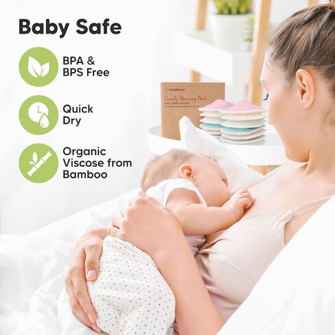 Keababies Belly Belly Band ومنصات التمريض القابلة لإعادة الاستخدام - حزام دعم البطن الناعم والتنفس - 14 منصات الرضاعة الطبيعية القابلة للغسل + كيس غسل ، غطاء الحلمة in Kuwait