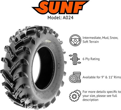 SunF 22x11-9 ATV UTV Muddy Tire 22x11x9 Dirt Mud 6 PR A024 - PAIR of 2 in Kuwait