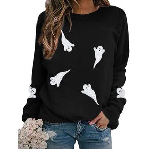 Kiddad Halloween Boo Sweatshirts Women Ghost Sequin Tops Tops Funny Spooky Season Long Sleeve Shirt Top Sparkle Top Top in Kuwait