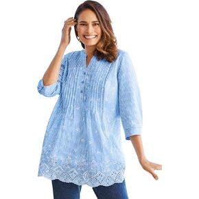 Woman Within Plus Size Embroidered Pintuck Tunic in Kuwait