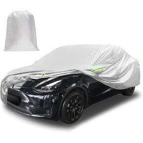 نوبة مخصصة لطراز 3 غطاء سيارة 2017-2023 مقاوم للماء جميع حماية الطقس كاملة الغطاء الخارجي الحماية من الثلج مع ميناء الشحن سستة باب الشبكة الفضية in Kuwait