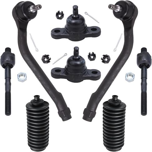 Detroit Axle - Front Ball Joints Tie Rods for 2009-2012 Hyundai Elantra, 2010-2013 Kia Forte & Forte Koup, 2 Lower Ball Joints, 4 Inner & Outer Tie Rods, 2 Boots Replacement in Saudi Arabia