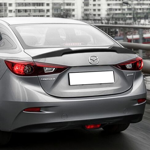 Q1-TECH, ABS Rear Trunk Lip Wing Spoiler Compatible with 2014 2015 2016 2017 2018 Mazda 3 Sedan, Rear Wing V-Style Replacement Trunk Boot Rear Spoiler (Pearl Black) in Saudi Arabia
